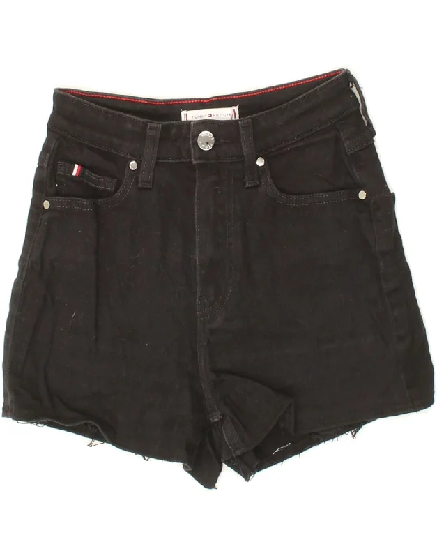 TOMMY HILFIGER Girls Denim Shorts 9-10 Years W24  Black Cotton