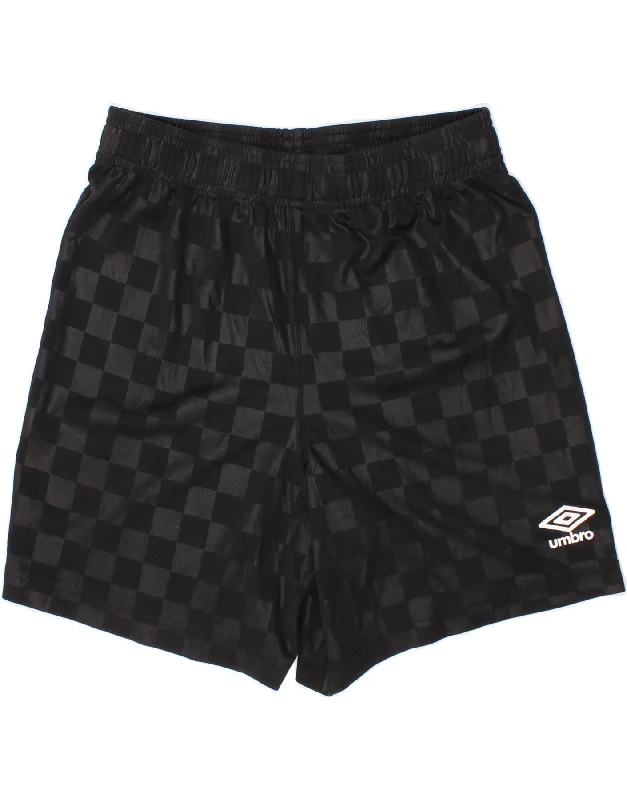 UMBRO Boys Sport Shorts 10-11 Years Medium Black Geometric Polyester