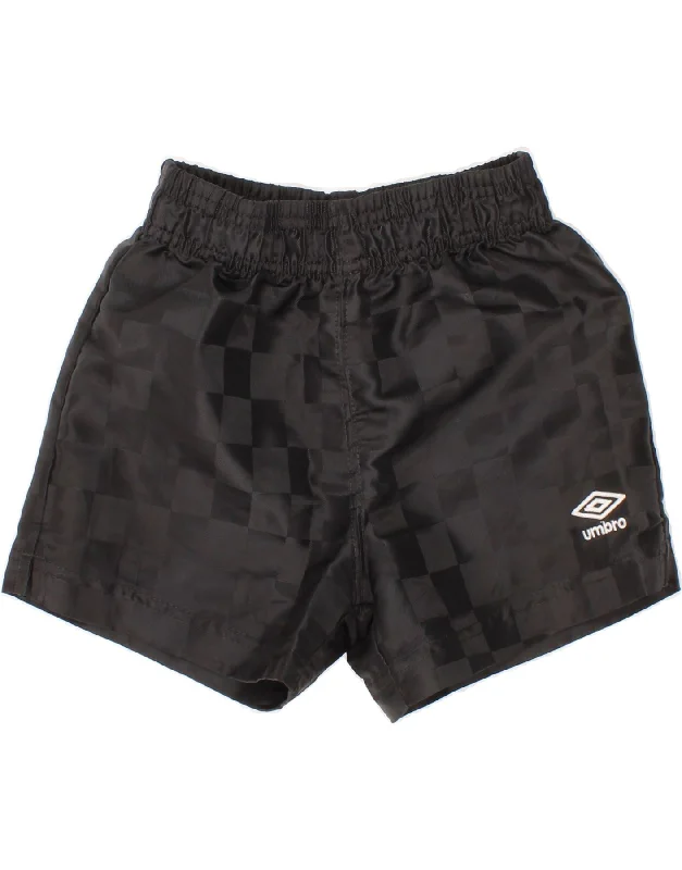 UMBRO Boys Sport Shorts 5-6 Years Medium Black Geometric Polyester