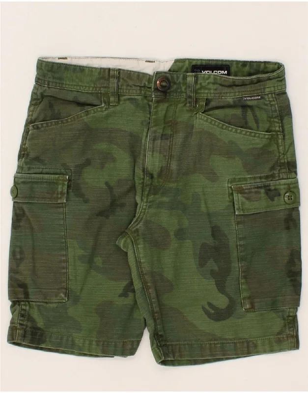 VOLCOM Boys Cargo Shorts 13-14 Years W28  Green Camouflage