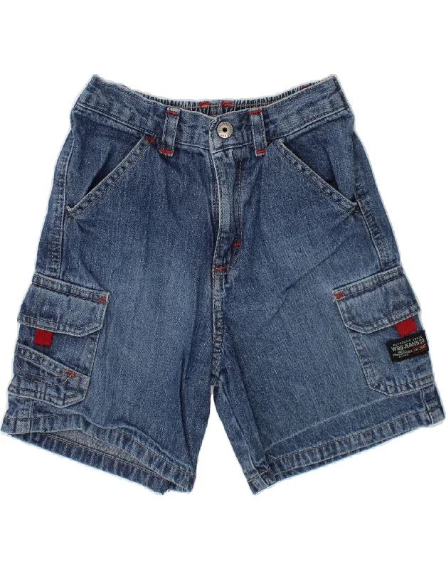 WRANGLER Boys Cargo Denim Shorts 4-5 Years W22 Blue Cotton